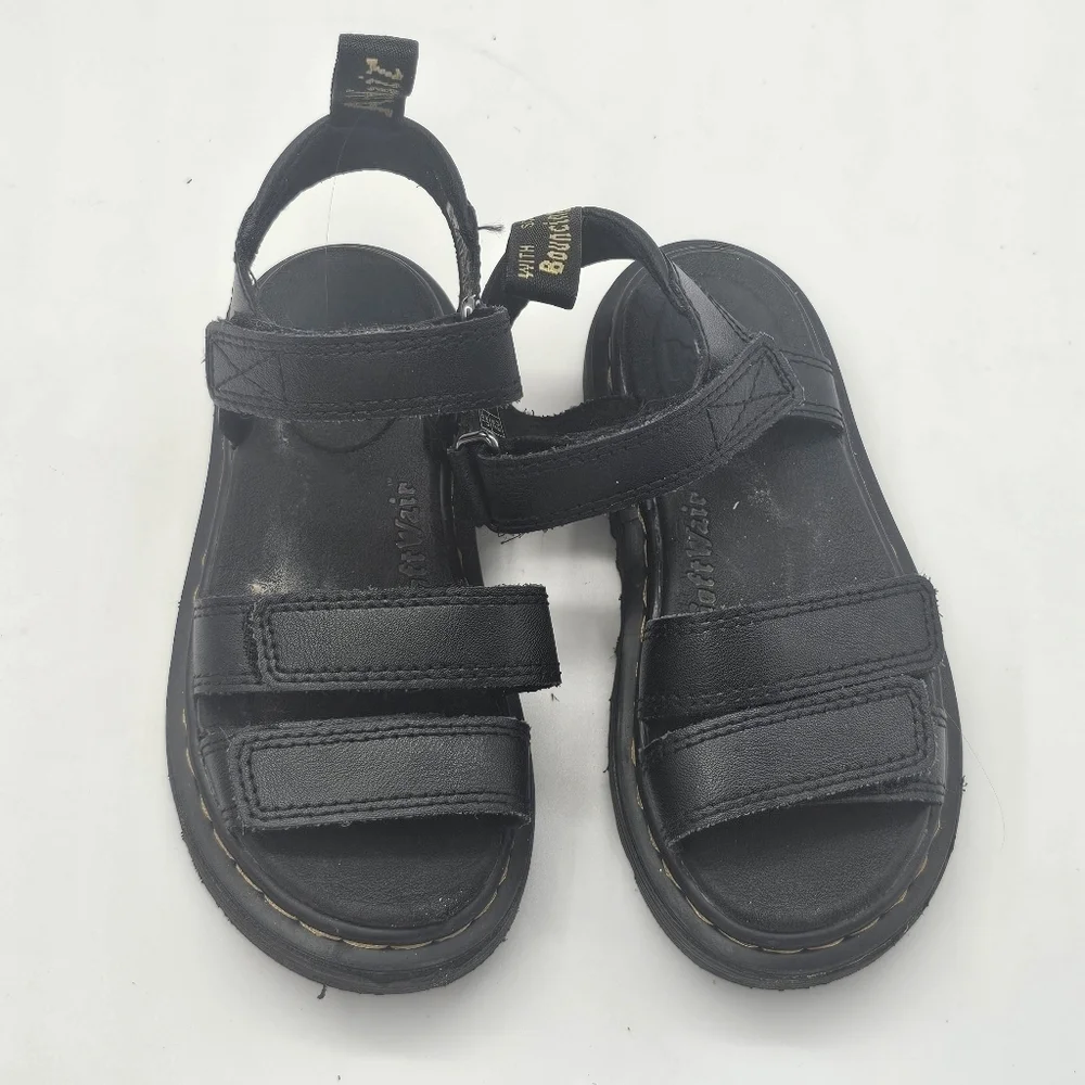 Dr. Martens Klaire Junior Leather Strap Sandals Black Kids 11 – Hook And Loop